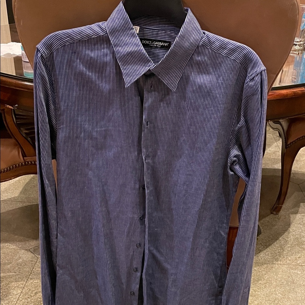 Dolce & Gabbana Men's Navy Pinstripe Shirt